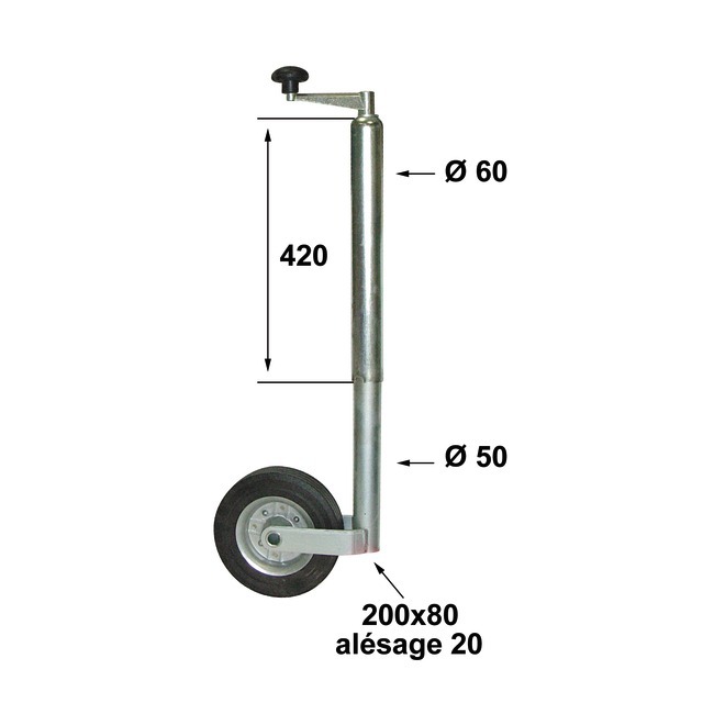 Roue Jockey sans Bride 60 MM Roue 250 MM Jante Acier référence fournisseur 31157135